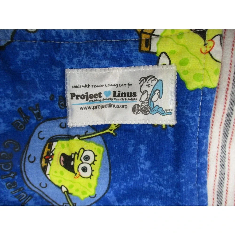 Vintage Tugboat SpongeBob BEAR STAR Nickelodeon Flannel Throw Blanket 43
